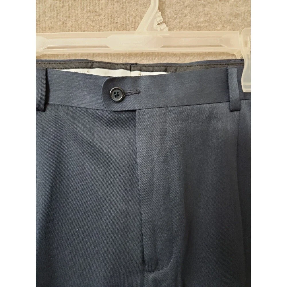 Perry Ellis Portfolio Travel Luxe Dress Pants Men 36x30 Blue Non Iron Cuffed NEW